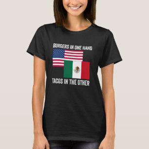 Mexikanisch Amerikanische Flagge Liebe Stolz Halb T-Shirt