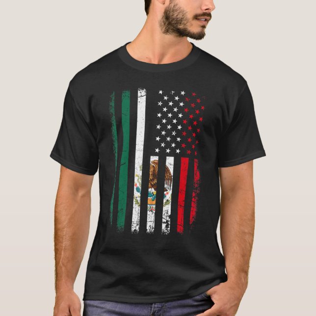 Mexikanisch-Amerikanische Flagge mexikanische Root T-Shirt (Vorderseite)