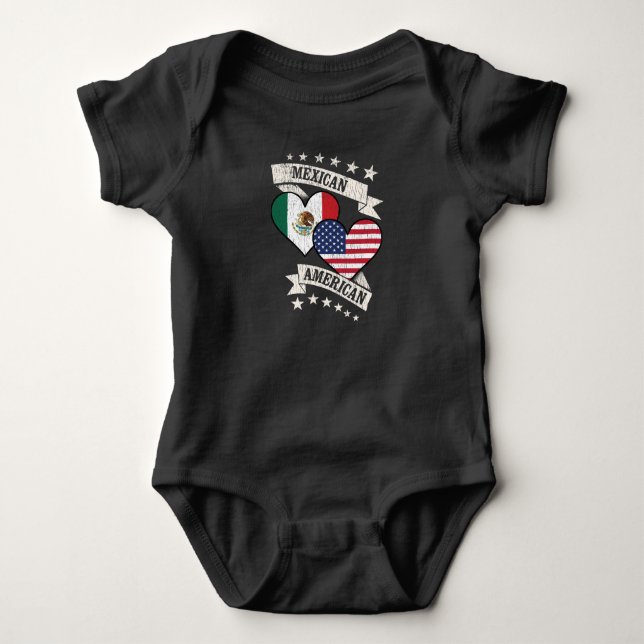 Mexikanisch-amerikanische Herzflaggen Mexiko Ameri Baby Strampler (Vorderseite)