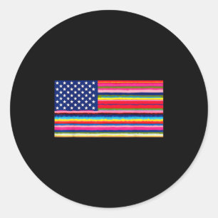 Mexikanisch amerikanische USA-Flagge Serape Cinco Runder Aufkleber