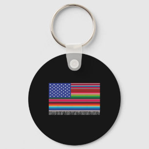 Mexikanisch Amerikanische USA-Flagge Serape Cinco  Schlüsselanhänger