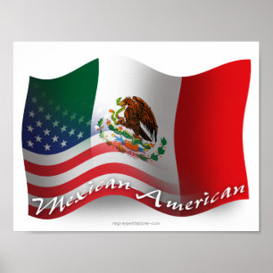 mexikanisch-amerikanische Wave Flag Poster