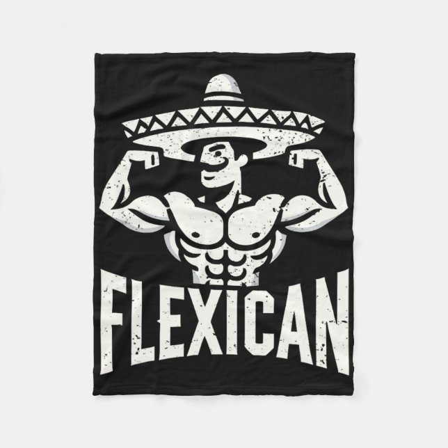 Mexikanisch Funny Flexican Bodybuilding Flex Muscl Fleecedecke (Vorderseite)