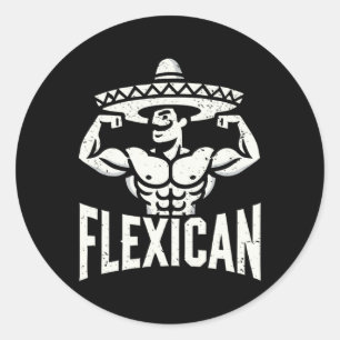 Mexikanisch Funny Flexican Bodybuilding Flex Muscl Runder Aufkleber