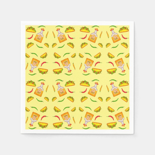 mexikanisch-hispanische Küche Tacos Tequila Serviette (Vorderseite)