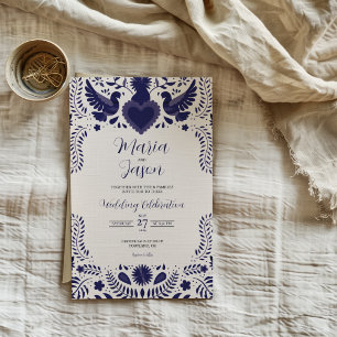 Mexikanisch Indigo Violett Otomi Tenangos Boda Hoc Einladung