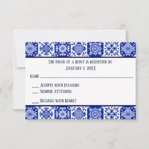 Mexikanisch inspirierte spanische Fliesen-RSVP-Kar RSVP Karte