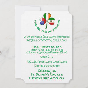 Mexikanisch Irisch USA-Flagge Shamrock Personalisi Einladung
