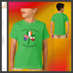 Mexikanisch Irische Amerikanische Flaggen Shamrock T-Shirt