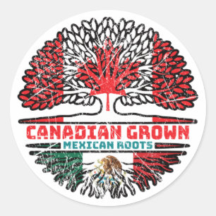 Mexikanisch-Kanadisches Tree-Roots-Flag Runder Aufkleber