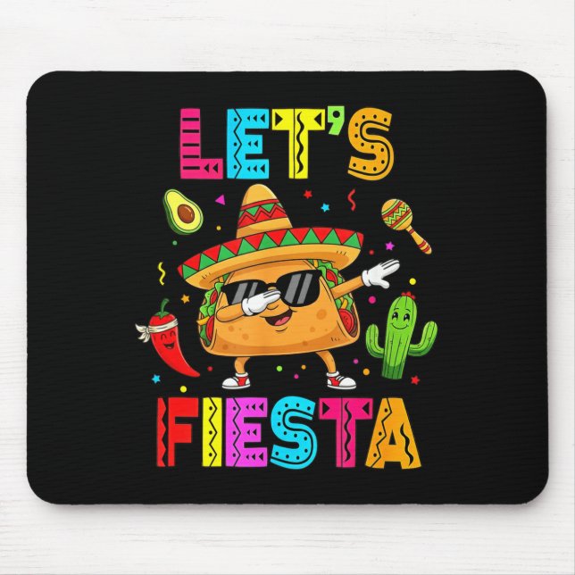 Mexikanisch Lass Fiesta Lustig Taco Dabbing Cinco  Mousepad (Vorne)