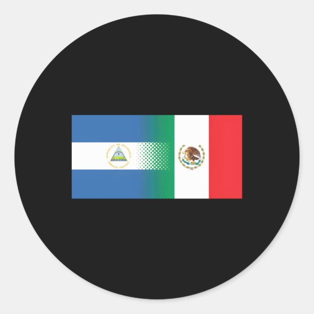 Mexikanisch-nicaraguanische Flagge Mexiko Nicaragu Runder Aufkleber (Vorderseite)