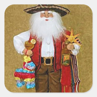 mexikanisch-südwestlich-texanischer Weihnachtsmann Quadratischer Aufkleber