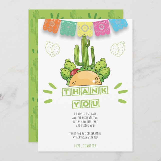 Mexikanisch Vielen Dank Taco Cactus Card Einladung (Vorne/Hinten)