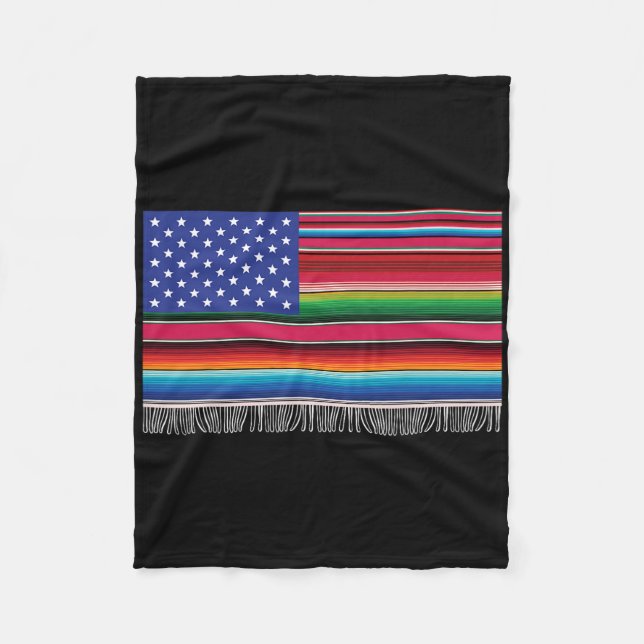 mexikanische amerikanische Flagge Serape Cinco de  Fleecedecke (Vorderseite)