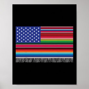 mexikanische amerikanische Flagge Serape Cinco de  Poster