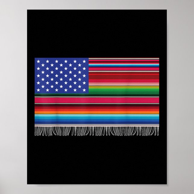mexikanische amerikanische Flagge Serape Cinco de  Poster (Vorne)