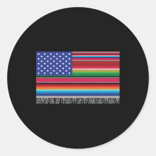 mexikanische amerikanische Flagge Serape Cinco de Runder Aufkleber