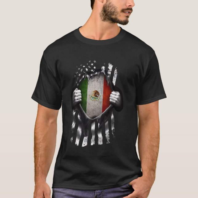 Mexikanische amerikanische Flagge USA Mexiko T-Shi T-Shirt (Vorderseite)