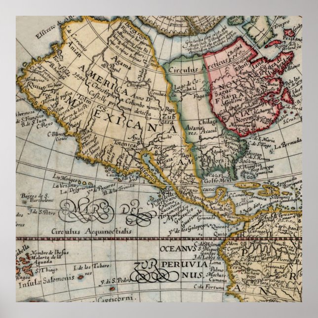 Mexikanische Amerikanische Landkarte Vintag Poster (Vorne)