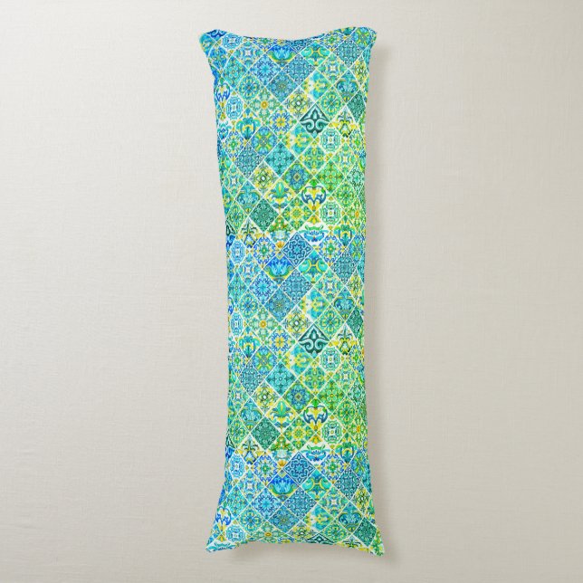 mexikanische Aqua Minze sizilianische mediterrane  Seitenschläferkissen (Vorderseite Vertikal)