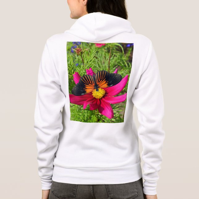 Mexikanische Asterblume mit einem Doris Longwing  Hoodie (Rückseite)