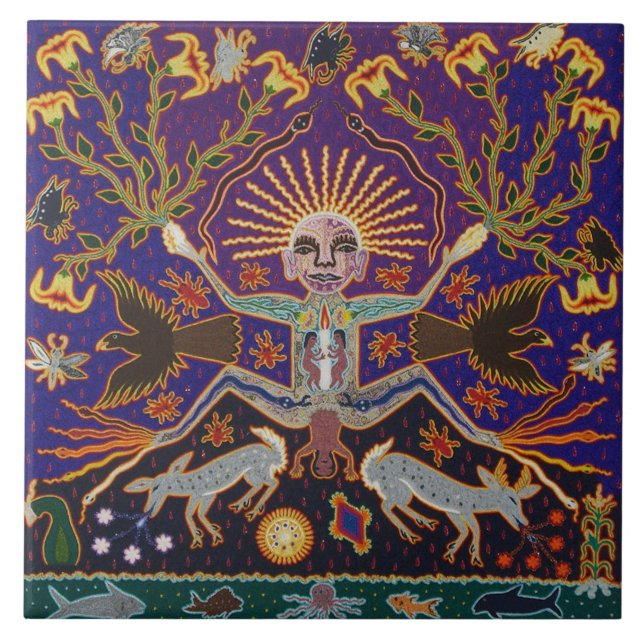 Mexikanische aztekische Mayagöttin-ethnische Fliese (Vorderseite)