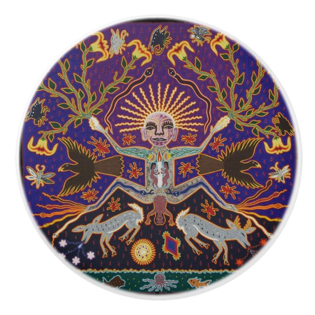 Mexikanische aztekische Mayagöttin-ethnische Keramikknauf (Vorderseite)