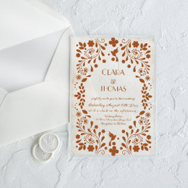 Mexikanische beige Terrakotta-Hochzeitseinladung Acryleinladungen