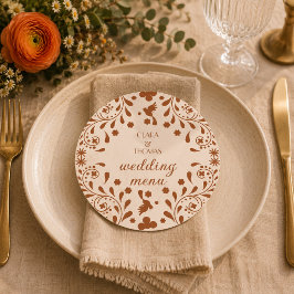 Mexikanische beige Terrakotta-Hochzeitsmenükarte Einladung
