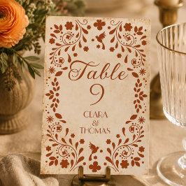 Mexikanische beige Terrakotta-Hochzeitstisch-Numme Einladung