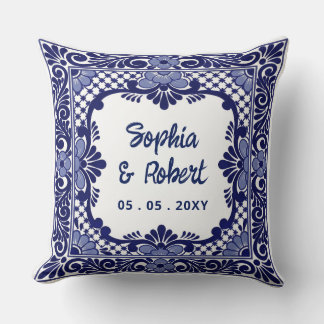 Mexikanische Blue Talavera Hochzeit Kissen