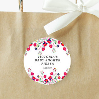 Mexikanische Blume Babydusche Fiesta Runder Aufkleber