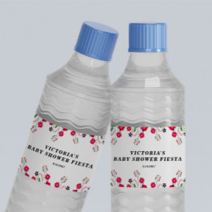 Mexikanische Blume Babydusche Fiesta Wasserflaschenetikett