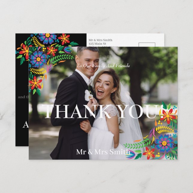 Mexikanische Blume Foto Danke Postcard Postkarte (Vorne/Hinten)