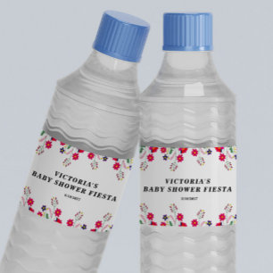 Mexikanische Blumen Baby Shower Fiesta Wasserflaschenetikett