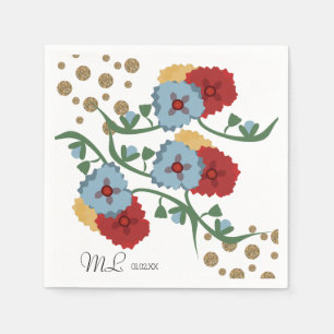 Mexikanische Blumen-Faux-Glitter-Festive-Punkte-Ho Serviette