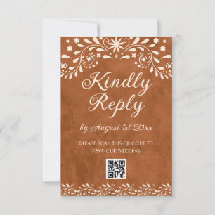 Mexikanische Blumen Hochzeit QR-Code RSVP Karte