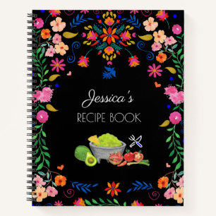mexikanische Blumenkunst Name Rezept Kochgeschenk Notizbuch
