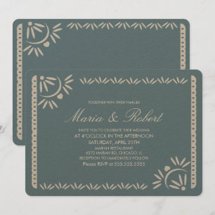 Mexikanische botanische Hochzeit Blue Kraft Papel  Einladung