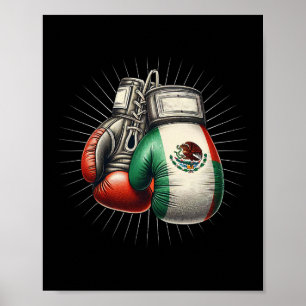 Mexikanische Boxflagge mit Vintagem Style Mexiko B Poster