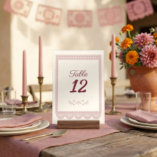 Mexikanische Brautparty Dusty Rose Viva la Novia Tischnummer