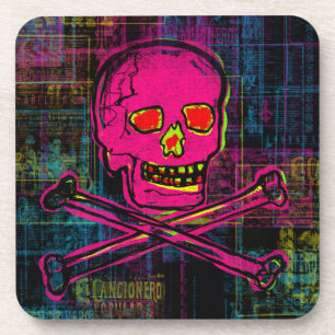 Mexikanische Calavera Rot-Schwarz-Schädel-Grunge-K Getränkeuntersetzer