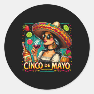 Mexikanische Einwanderin Cinco De Mayo Frau Lustig Runder Aufkleber