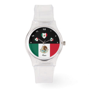 mexikanische Fahne, Herz, Mexiko /Sport Armbanduhr