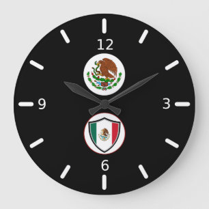 mexikanische Fahnenwappen Große Wanduhr