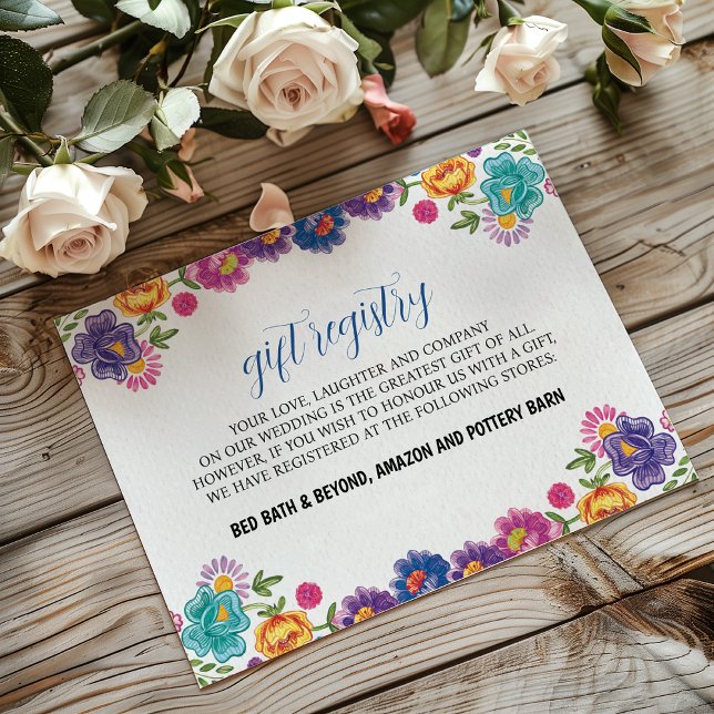 mexikanische farbenfrohe botanische Fiesta Wedding Begleitkarte (Mexican Colorful Floral Botanical Fiesta Wedding Enclosure Card)