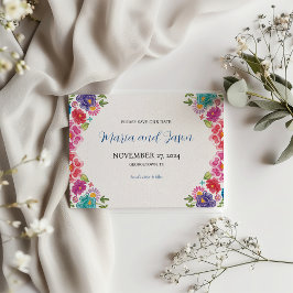 mexikanische farbenfrohe botanische Fiesta Wedding Save The Date