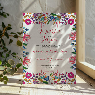 mexikanische farbenfrohe botanische Hochzeit Einladung