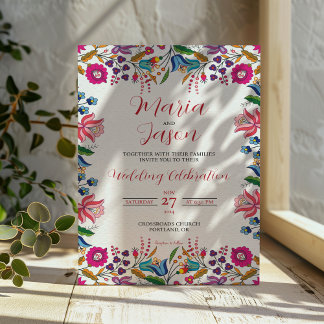 mexikanische farbenfrohe botanische Hochzeit Einladung